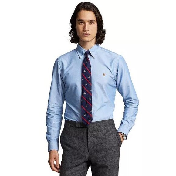 POLO RALPH LAUREN Men's Classic-Fit Performance Oxford Shirt Size 4XB In Blue - Picture 2 of 7